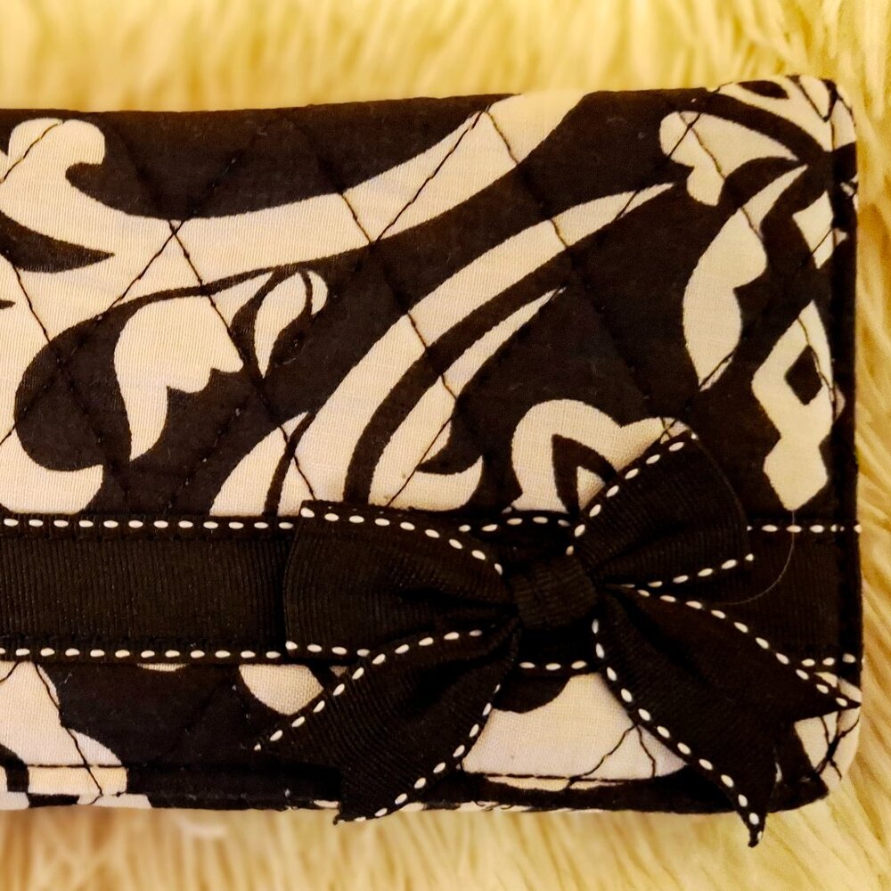 Women's Black and White Wallet with Bow